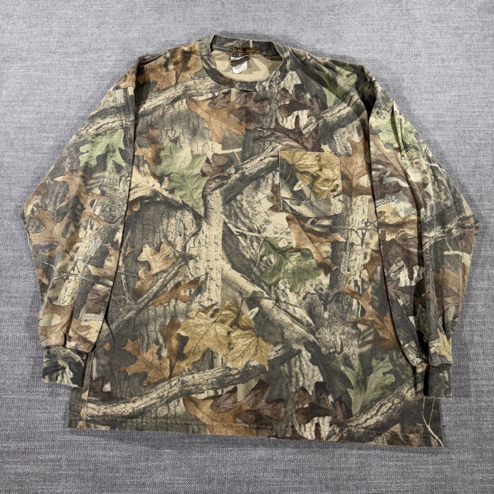 Jerzees Outdoors Pocket T-Shirt Mens XL Camo Excellent Advantage Timber Print